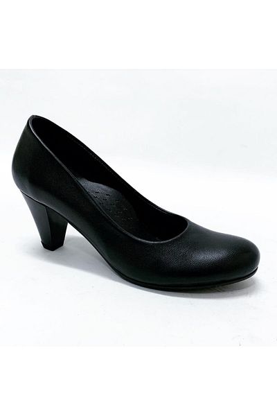 stok83 Stiletto de damă din piele naturală neagră