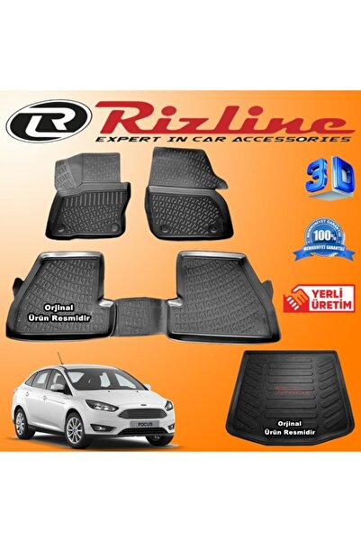 Rizline Ford Focus 4 3d Paspas + 3d Bagaj Havuzu Sedan 2015-2018 Arası Siyah Set