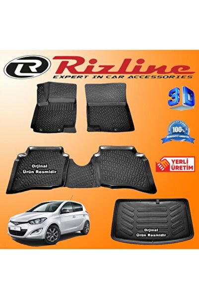 Rizline Hyundai I20 3d Paspas + 3d Bagaj Havuzu Hb 2008-2014 Arası Siyah Set