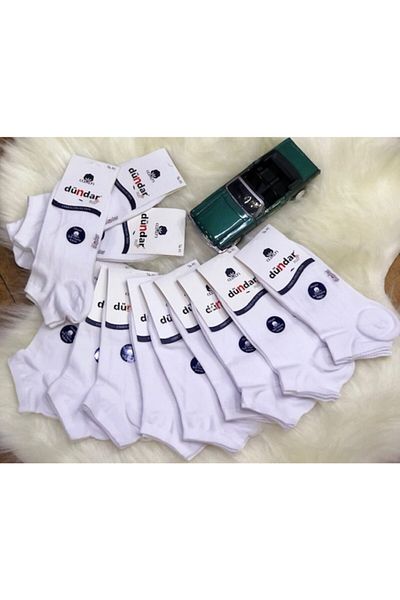 Dündar Unisex Λευκές 12 συσκευασίες βαμβακερές κάλτσες Unisex χωρίς ραφές