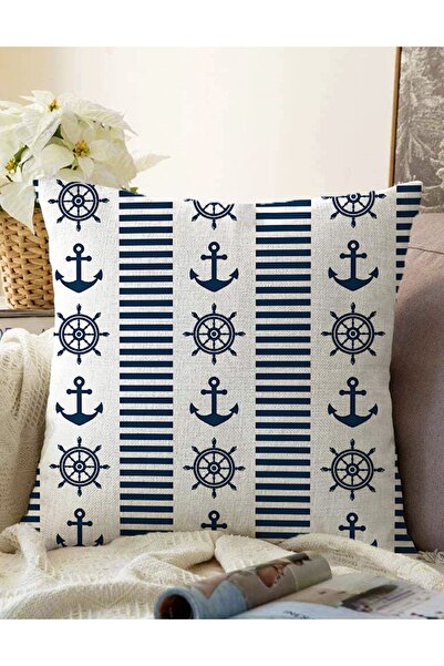 Realhomes Husă de pernă tricotată Raschel, cu motive de marinari bleumarin, c...