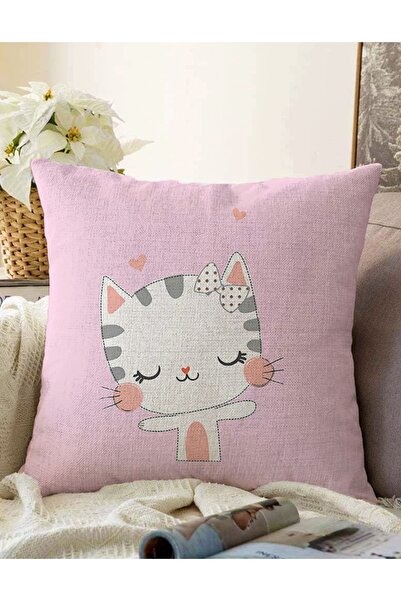 Realhomes Çift Taraflı Sevimli Kedicik Desenli Çocuk Odası Raşel Örme Yastık ...