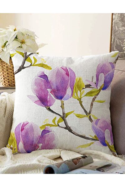 Realhomes Sulu Boya Çiçek Desenli Çift Taraflı Dijital Baskılı Modern Raşel Ö...