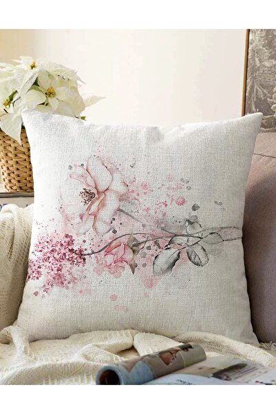 Realhomes Husă de pernă tricotată Raschel, cu desen cu frunze tematice de flo...