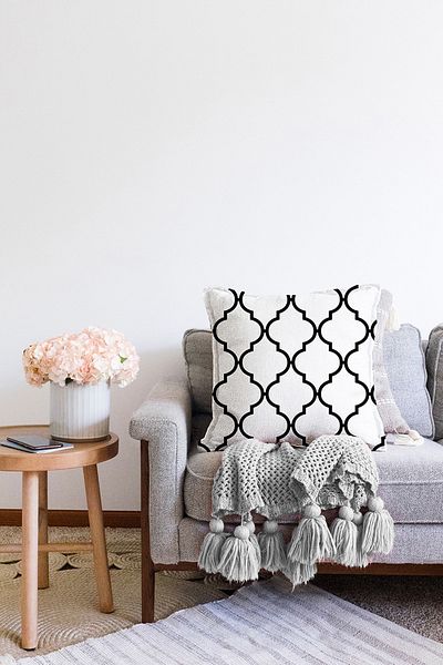 Realhomes Husă de pernă tricotată Raschel decorativă cu model Ogea alb-negru cu două fețe