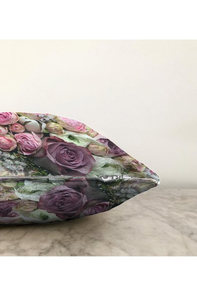 Realhomes Double Sided Pink Roses Digital Printed Decorative Raschel Knitted Pillow Throw Pillow Cover