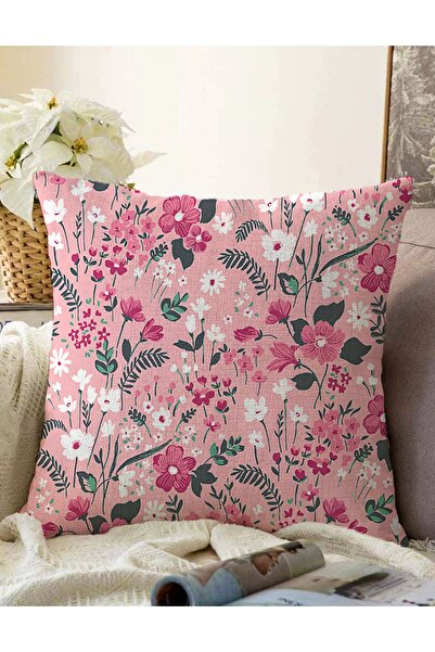 Realhomes Çift Taraflı Çiçek Temalı Dijital Baskılı Raşel Örme Yastık Kırlent...