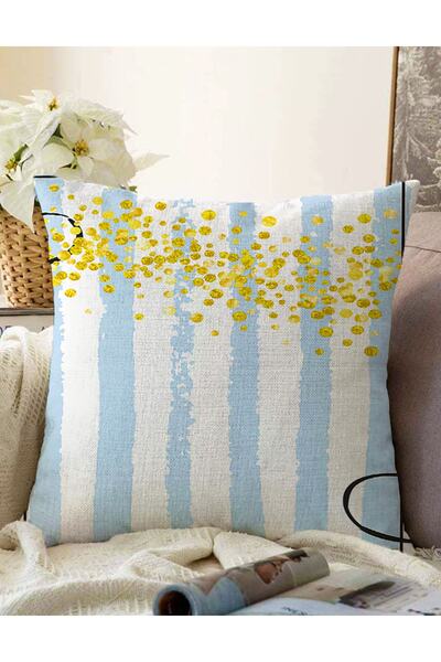 Realhomes Cu două fețe, albastru, alb, dungi galbene, cu buline, pentru camer...