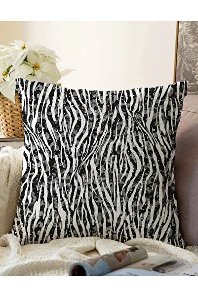 Realhomes Zebra Desenli Çift Taraflı Özel Tasarım Dekoratif Raşel Örme Kırlen...