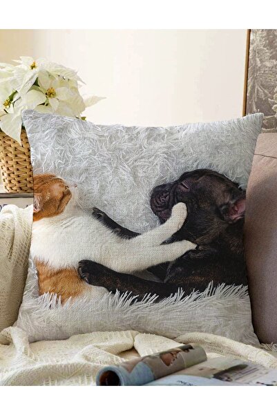 Realhomes Digital Printed Modern Double Sided Raschel Knitted Pillow with Dog...