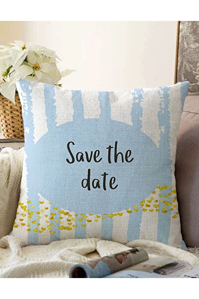 Realhomes Dvostrana plava pozadina sa motivom "Save The Date" za dečiju sobu,...