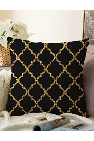 Realhomes غطاء وسادة محبوك بتفاصيل ذهبية على الوجهين ونمط Ogea مزخرف حديث من ...