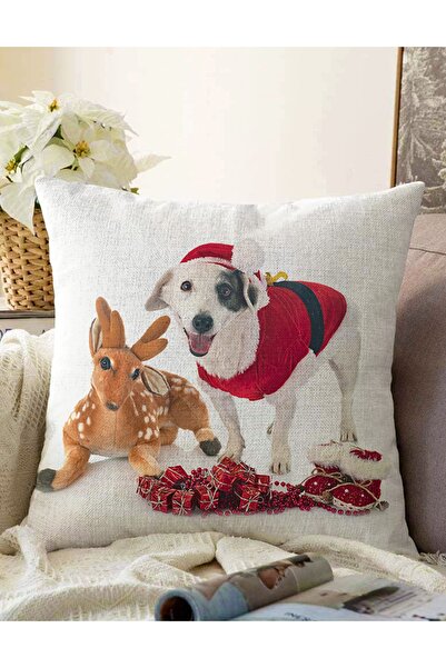 Realhomes Çift Taraflı Yılbaşı Kıyafetli Köpek Desenli Dijital Baskılı Modern...