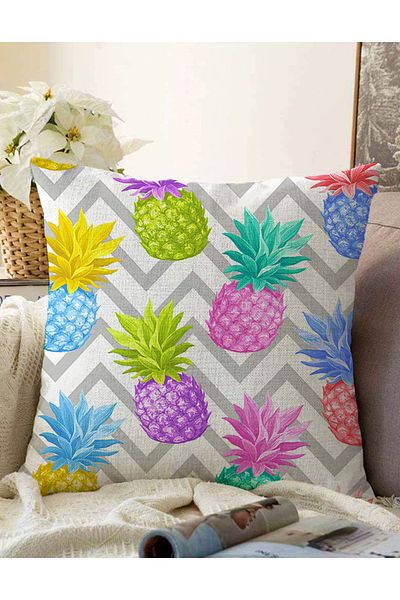 Realhomes Husă de pernă cu două fețe, gri, cu model în zig-zag, ananas, modern Raschel, tricotată