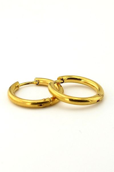 Solfera Wide Hoop Round Line Yellow Steel Men's Earrings E763