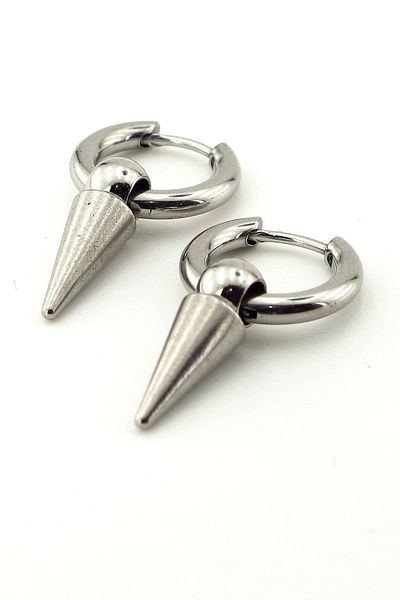 Solfera Pointed Tip Punk Design Stainless Steel Men's Earrings E797