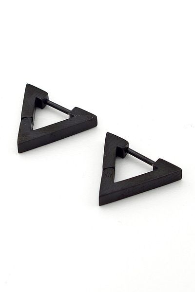 Solfera Triangle Shaped Black Stainless Steel Men's Earrings E809