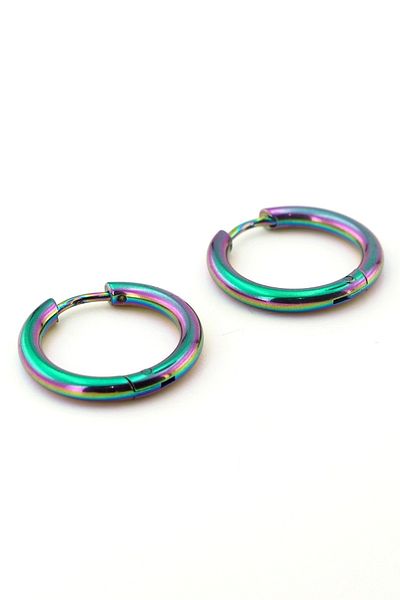 Solfera E772 Model Steel Hoop Earrings - Design with Lights Swivel and Round Line