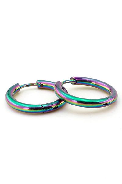 Solfera E772 Model Steel Hoop Earrings - Design with Lights Swivel and Round Line