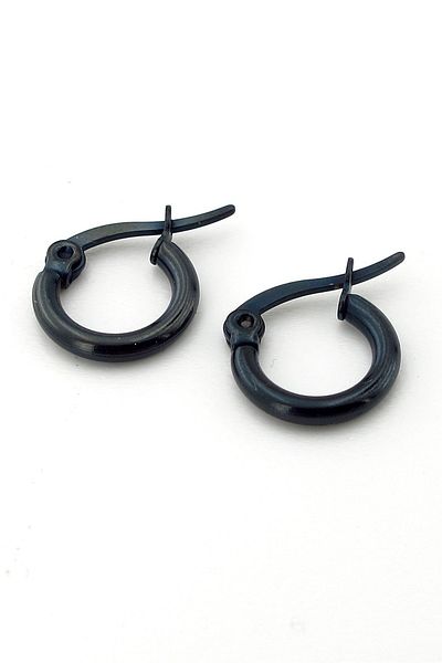 Solfera Small Size Hoop Black Color Clip-on Unisex Earrings E805