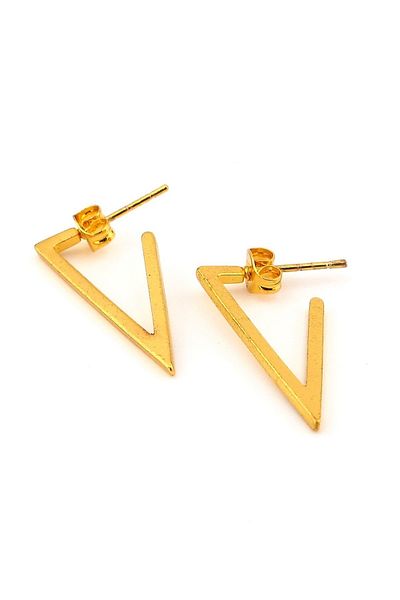 Solfera Triangle Shaped Gold Color Yellow Steel Unisex Earrings E787