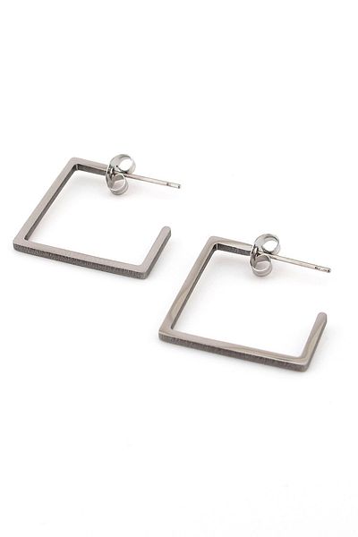 Solfera Quadrilateral Square Shaped Stainless Silver Color Steel Unisex Earrings E789