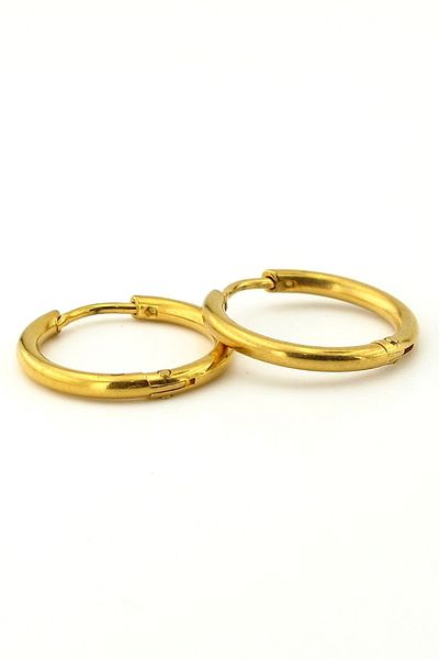 Solfera Yellow Colored Steel 18mm Wide Size Thin Hoop Men's Earrings E762
