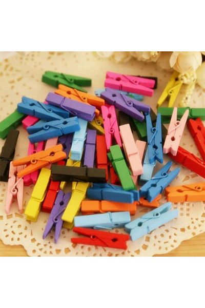 Hobialem 50 Pieces Mini Pegs - Mixed Color Photo Pegs, 10 Meters Jute String with Gift