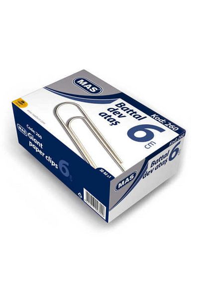Mas Giant Paper Clip 6cm Nickel Plated Code:260 (30pcs)