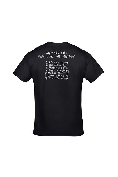 Orijin Tekstil Unisex Μαύρη κασέτα Metallica No Life Til Δερμάτινο εμπρός πίσω εμπριμέ μπλουζάκι