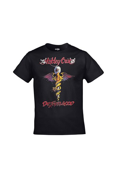 Orijin Tekstil Unisex Black Mötley Crüe Dr Feelgood Printed Tshirt