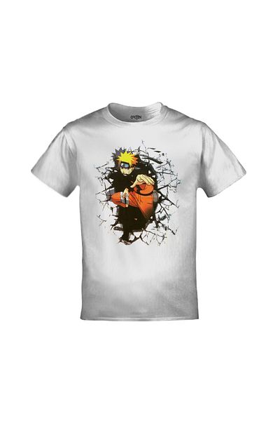 Orijin Tekstil Unisex White Naruto Printed T-shirt