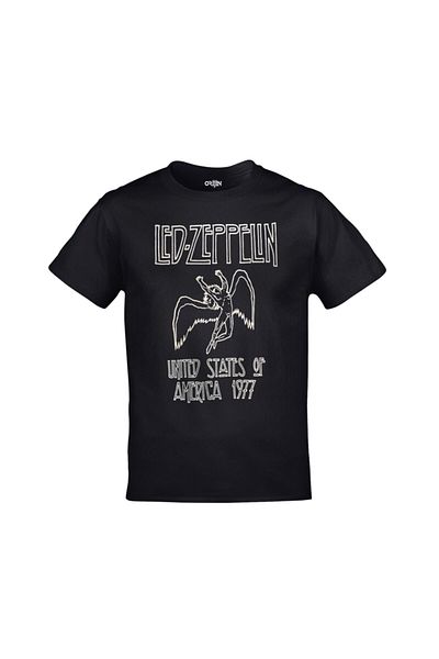 Orijin Tekstil Μπλουζάκι Unisex Black Led Zeppelin Ηνωμένες Πολιτείες της Αμερικής 1977 με στάμπα