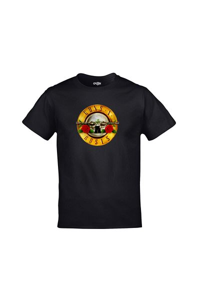 Orijin Tekstil Unisex Black Guns N Roses Logo Printed Tshirt