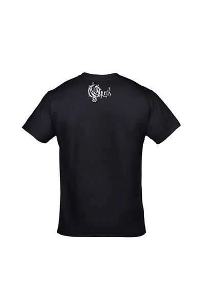 Orijin Tekstil Unisex Μαύρο μπλουζάκι με τυπωμένο κείμενο με λογότυπο Opeth