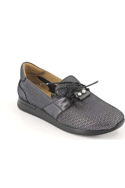 Venüs Kadın Gümüş Deri Ortapetik Ayakkabı 080202y