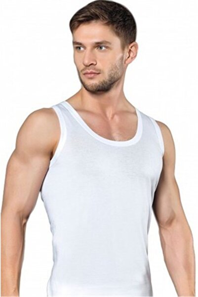 İki Yıldız قميص داخلي رجالي من القطن الممشط باللون الأبيض مكون من 6 قطع