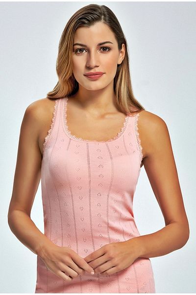 İlke Pack of 3 Powder Color Thick Straps Heart Patterned Undershirt