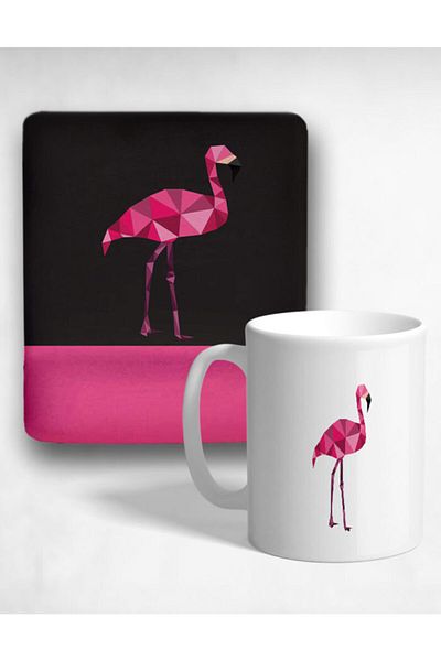 Onartem Pink Flamingopin Wrist Support Mouse Pad and Mug Set