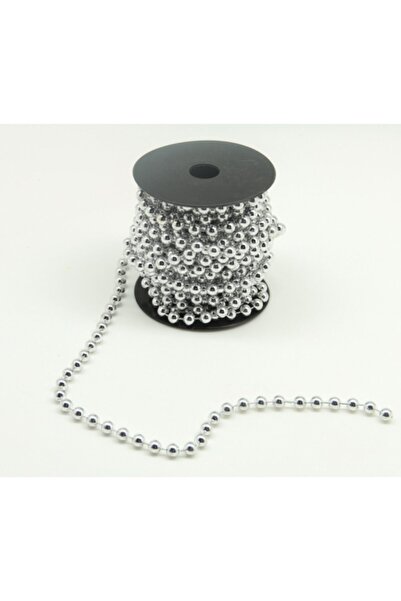 Happyland Yılbaşı Süsleme Inci Boncuk Zincir 10 Metre Gümüş