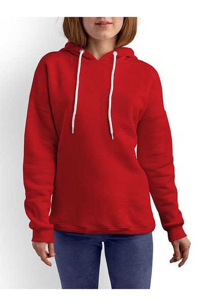 ACR Giyim Tekstil Forma Baskı Women's Red Hooded Sweatshirt