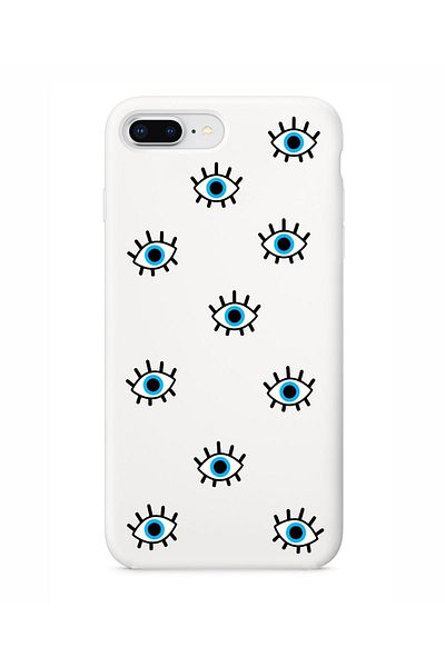 mooodcase حافظة هاتف آيفون 7 بلس باللون الأبيض بتصميم عيون الشر
