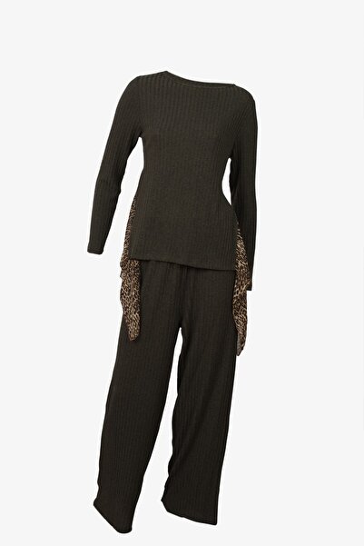 ZY BUTİK طقم تريكو كاكي نسائي