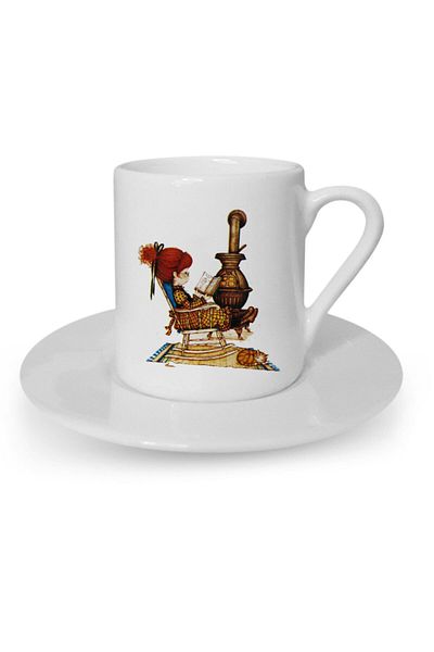 HRS Girl Reading a Book with a Turkish Coffee Cup