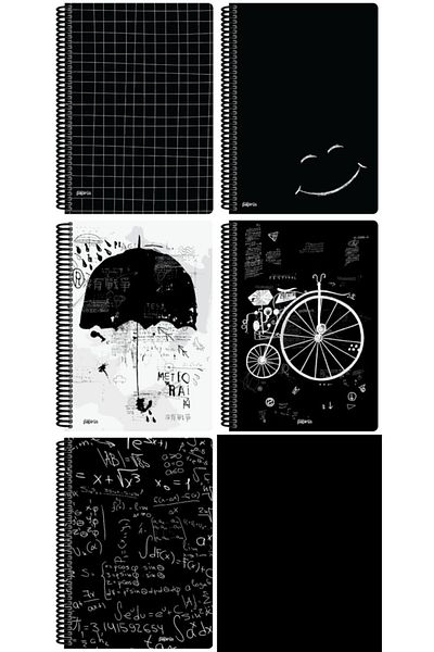 Atlas Papirus Black PP Cover Spiral 60 Sheets Checkered Notebook