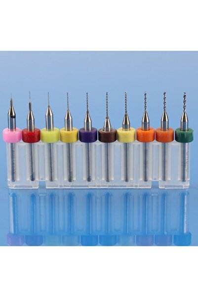 Profisher Pcb Mikro Karbür Cnc Matkap Ucu 10lu Gravür Set 0.1mm-1.00mm Tungsten