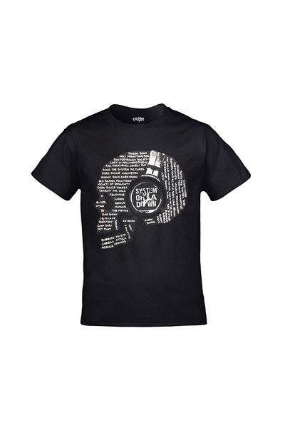 Orijin Tekstil Unisex Black System Of A Down Skull Music Printed T-shirt