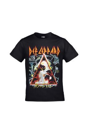 Orijin Tekstil Unisex Siyah Def Leppard Hysteria Bask l Tshirt