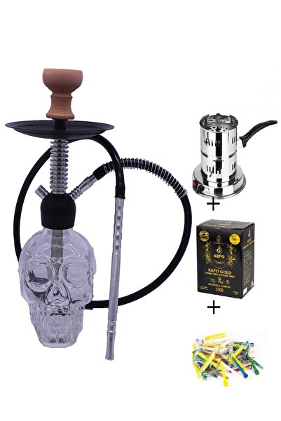 GOGKA Kurukafa Cam Nargile Set Masa Üstü Nargile Set Sipsi Köz Yakma Ve Kömür...