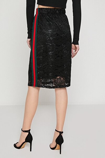 Koton Dámská černá midi normální sukně do pasu 8YAF70166GW